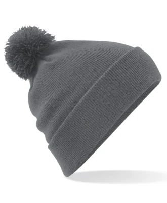 Solid knit cuffed bobble hat