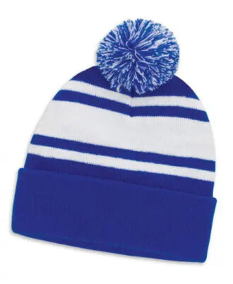 Striped Pom Pom Beanie